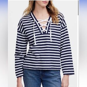 Madewell lace up striped sweater
